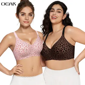 OEAK｜Leopard Print Push Up Bra, Wireless Bra, Seamless Bra, Natural Lift & Clean Confidence