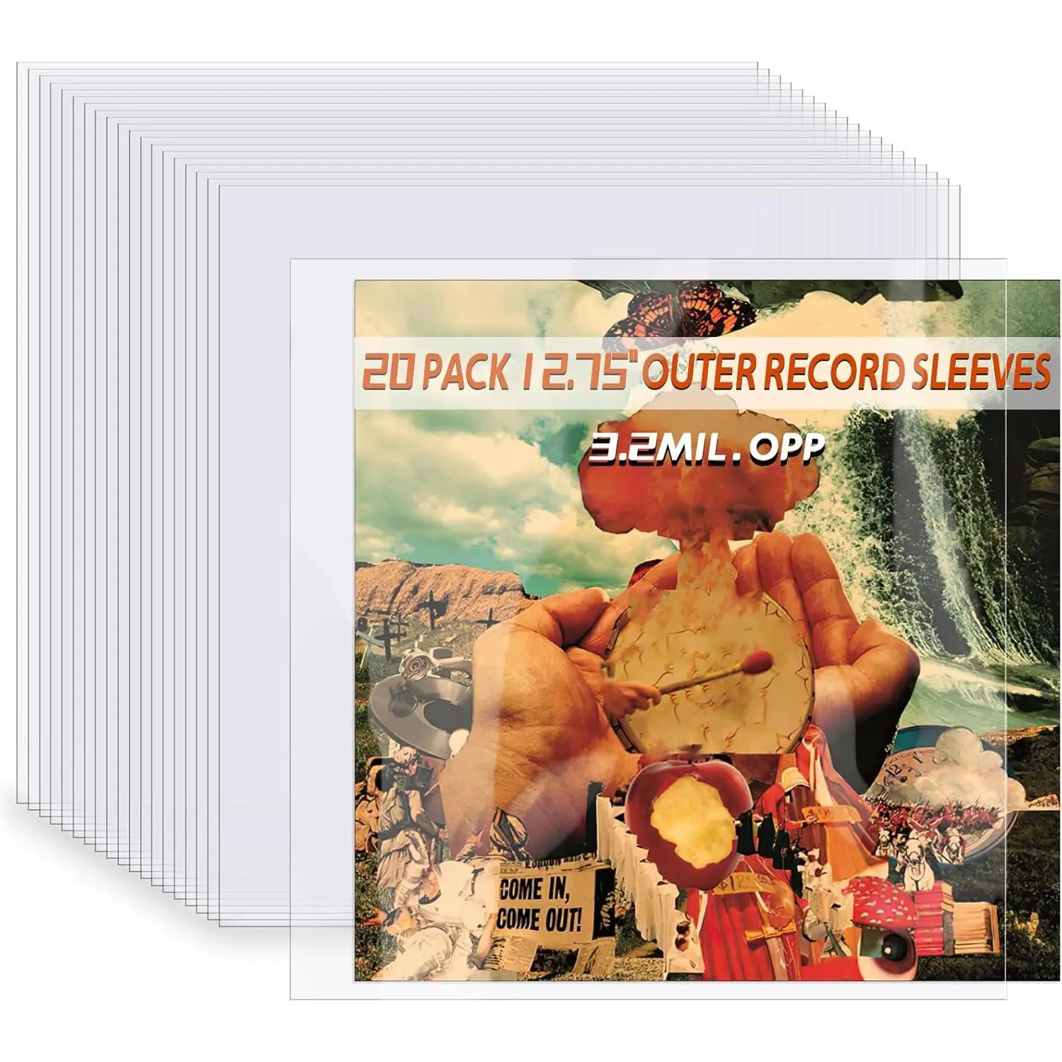 Record Sleeves for Vinyl Record, 20 Clear Plastic 12" LP Record Sleeves Outer, 12.75" x 12.75" 3.2 Mil Album Covers, Protective Single & Double Record Sleeves for Vinyl Record Albums Protection
