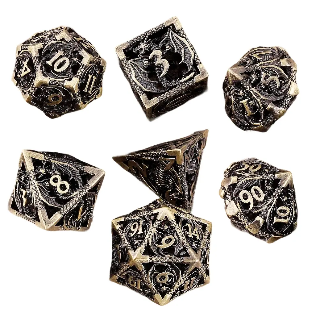 Hollow Out Dragon Design Dice Set, 7 Counts/set Dice, Rpg Game Dice, Role Playing Game Dice, Tabletop Game Accessories
