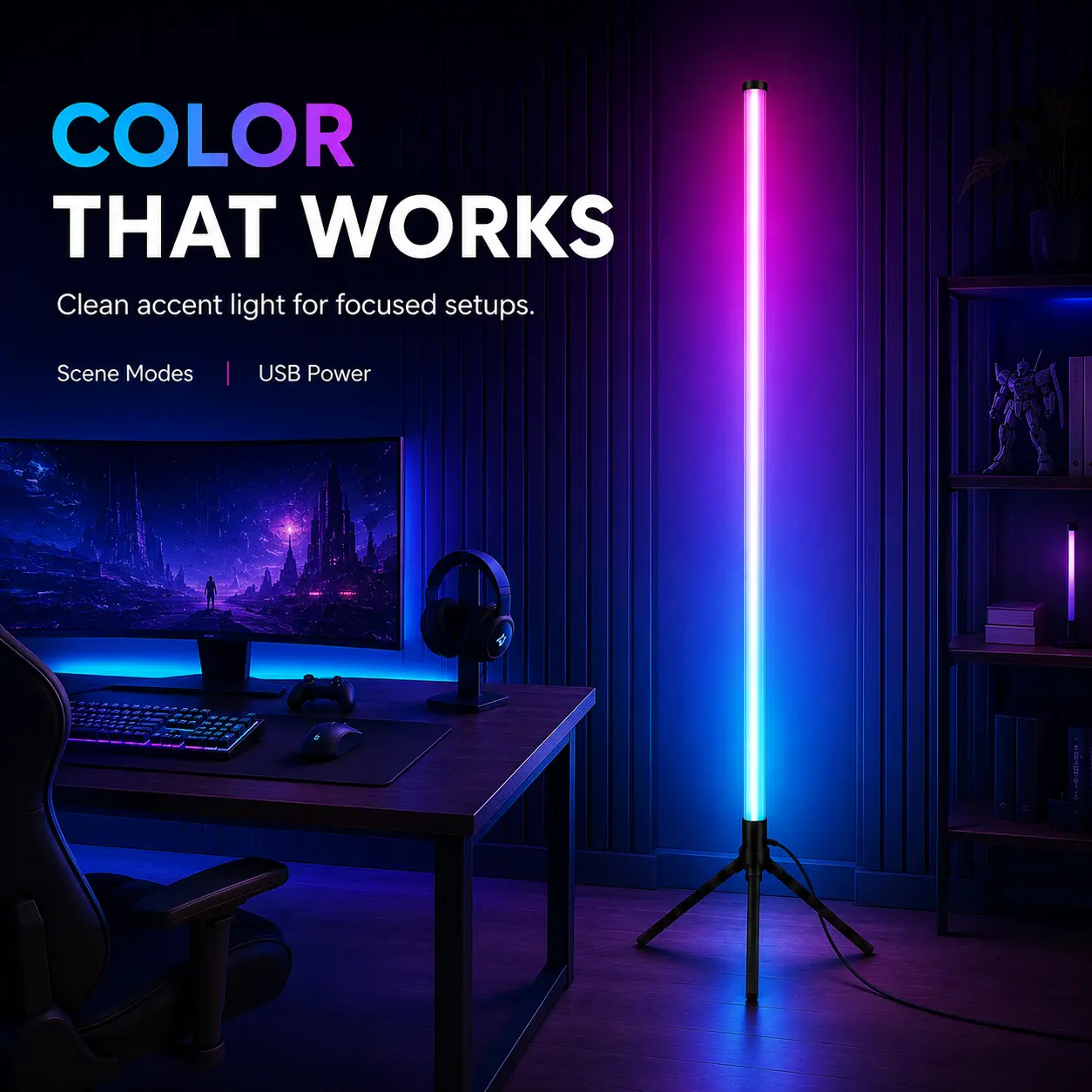 1PC/2PCS RGBIC Corner Ambient Lamp, Triangle-Base LED Floor Light with App & Remote Control, Multicolor Gradient Display, Brightness Adjustment and Timer for Bedroom & Gaming Decor