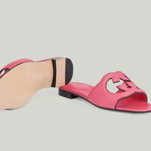 Gucci Leather Interlock Sandals Pink Size 41