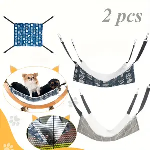 2Pcs Cat Hammock Bed for Cage - Adjustable Hanging Cat Bed Reversible hammocks for Indoor Cats, Soft Perch, Sleeping and Resting Sleepy Pad for Kitten Ferret Puppy or Small Pet (M) - Home Improvement.