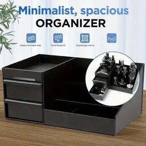 Men's Perfume Organizer Box, Multiple Compartments Cosmetic Storage, Bathroom Vanity Tray, Modern Aesthetic Plastic Holder, Home Decor, Beauty Organizer, Makeup Tool Organizer