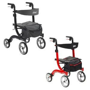 Drive Medical Nitro Foldable Aluminum Rollator - 10" Casters, Healthcare Walking Assistance Device