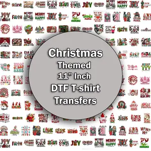Christmas Themed 11 Inch DTF T-Shirt Transfers - Ready to Press for Textiles with Heat Press Cricut Press or Home Iron