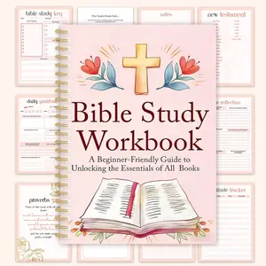 1 Pink Cross-Open Bible Notebook | Spiral Bound Notebook, A5 Size, 100 Pages, Paper Material, Minimalist Style, Lined Planning Pages, Planner, Perfect for Key Bible Study Notes, Daily Gratitude Journal, and Tracking Must-Read Bible Verses
