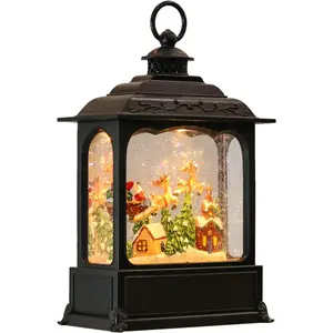 Musical Snow Globe Lantern with Timer, Lighted USB/Battery Operated Swirling Singing Water Glittering Lantern, Snow Globes for Adults and Kids Christmas Decoration- Santa