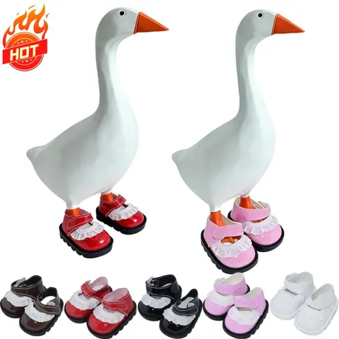 5-Piece Mini Desk Goose Statue Shoes Set lace Princess Shoes 7-Inch Decorative Desk Goose Accessories For Magnetic Desk Goose for Office and Home Decor