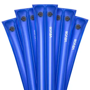 VEVOR Pool Cover Water Bags, 5 Packs 10 Ft, Double Chamber Pool Cover Water Tubes, 0.4mm Thick PVC Bags Weights with Leakproof Screw Cap, for Inground Swimming-Pool Covers Winter Closing, Blue