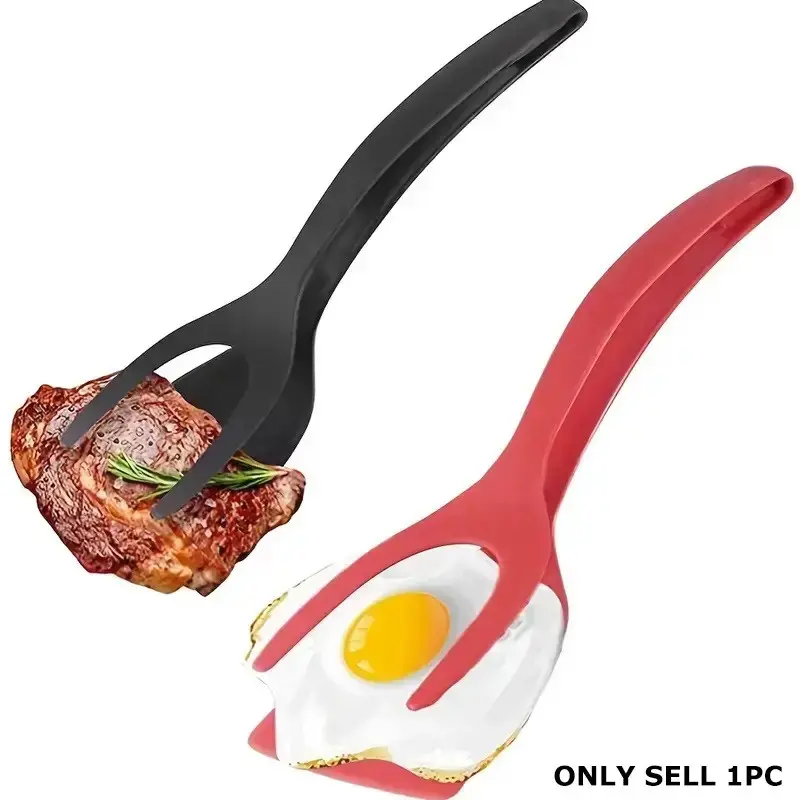 2-in-1 Silicone Turner & Spatula Tong, Modern Kitchen Gadgets, Egg Flipper Cooking Tool for Eggs, Pancakes, French Toast - Kitchen Utensils