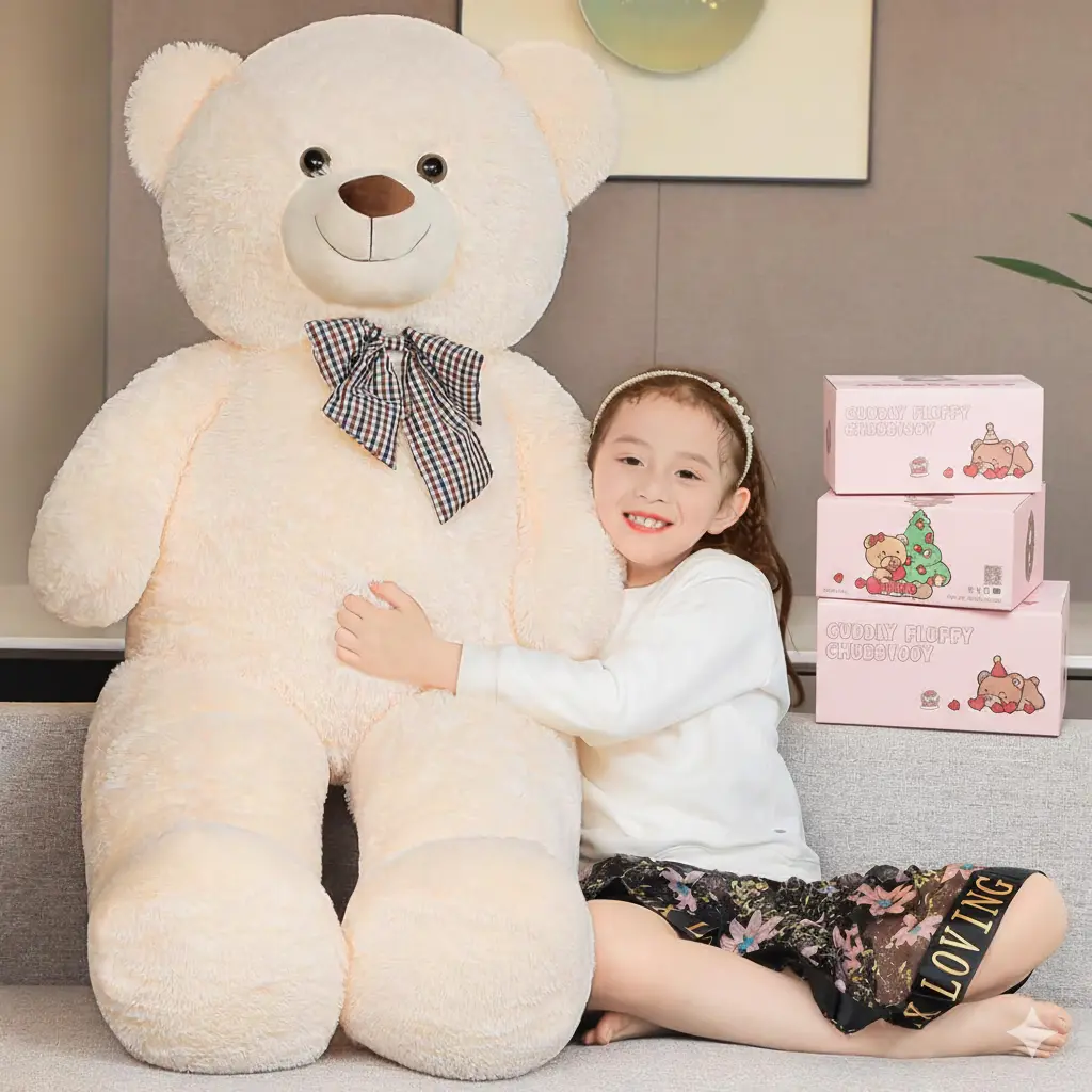 Snowolf Giant Plushies - Over 3+ ft (43-55 in) Soft Huggable Stuffed Animal Realistic Doll, Cute Furry Collectible, Ideal Birthday/Holiday Gift for Kids, Girlfriend Summerwins Stuffed Toy