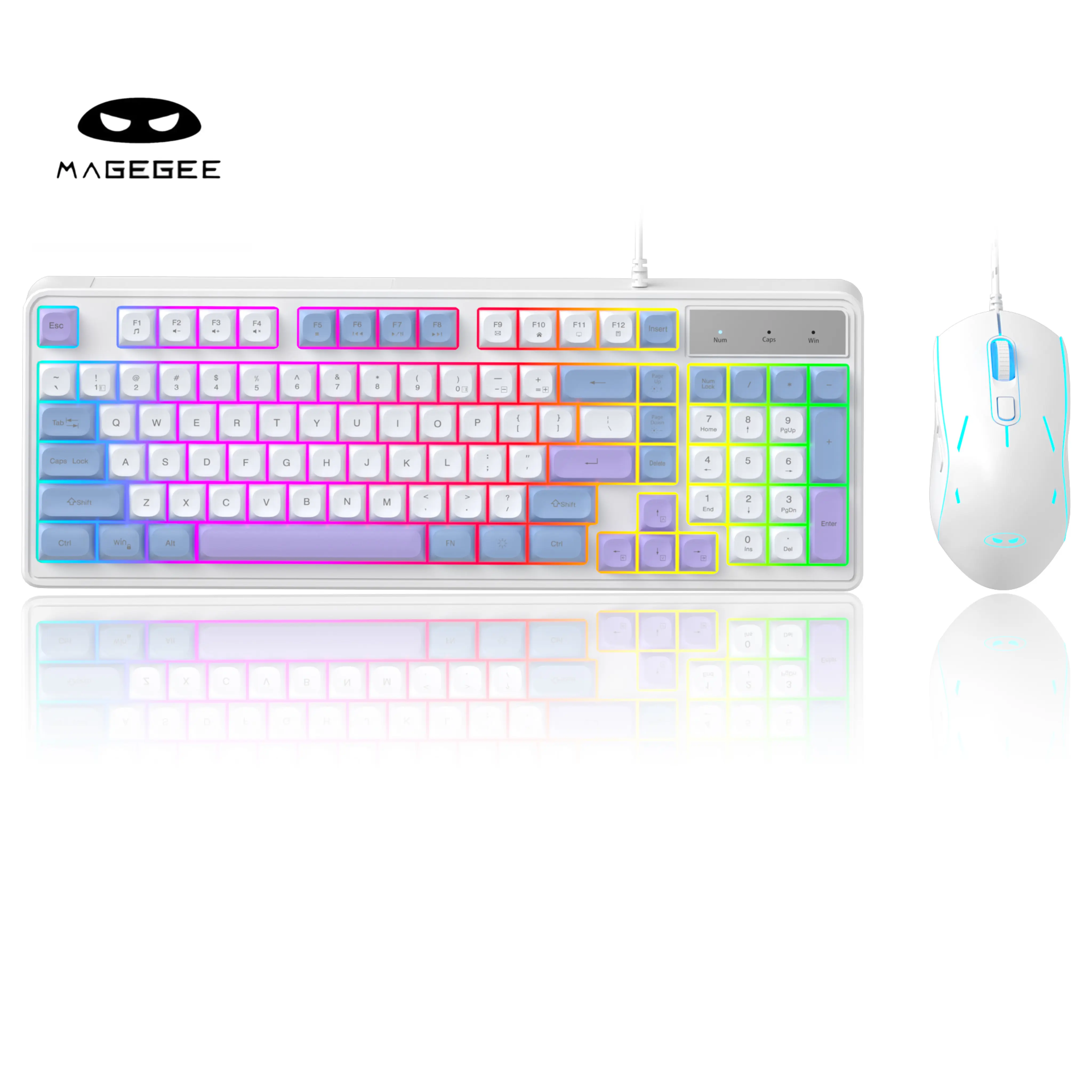 MageGee GK980 Wired RGB Backlit Keyboard and Gradient Purple Gaming Mouse Combo,PC Keyboard and Adjustable Sensitivity Mouse for PC/loptop/MAC