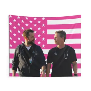 Dr. Jack Abbot (Shawn Hatosy) and Dr. Robby (Noah Wyle) Pink Flag Indoor Wall Tapestries