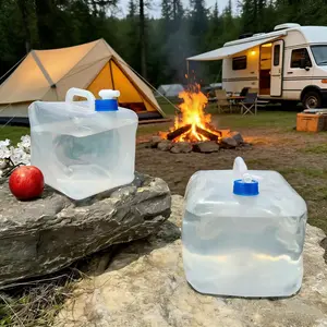 1 Pc Foldable Camping Water Bag, Water Storage Bottle, 10L/20L Large capacity, Food Grade Plastic Material, Portable and Ultra-Practical, Outdoor Essential, Replace Heavy Buckets!