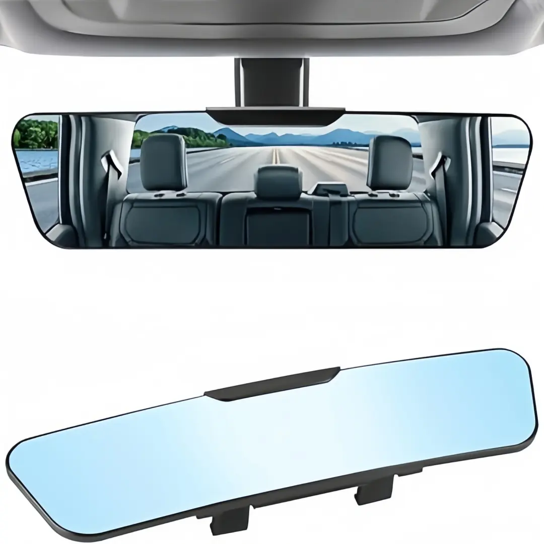 12-Inch Ultra Wide Panoramic Clip-On Car Rear View Mirror, Built-In Air Freshener, Anti-Glare, Blind Spot Elimination, Includes Osmanthus & Lemon Cologne Fragrance Sticks