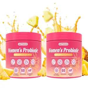 Feminine Probiotics Gummies Pineapple Flavor, Prebiotics Lactobacillus Blend for pH Balance, 60 Count with Slippery Elm, Summervibes