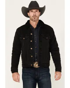 Cody James Men's Outlaw Sherpa-Lined Denim Trucker Jacket - CJHO24O2-BLK