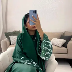 Leaf Embroidered Elegant Dress Robe Abaya