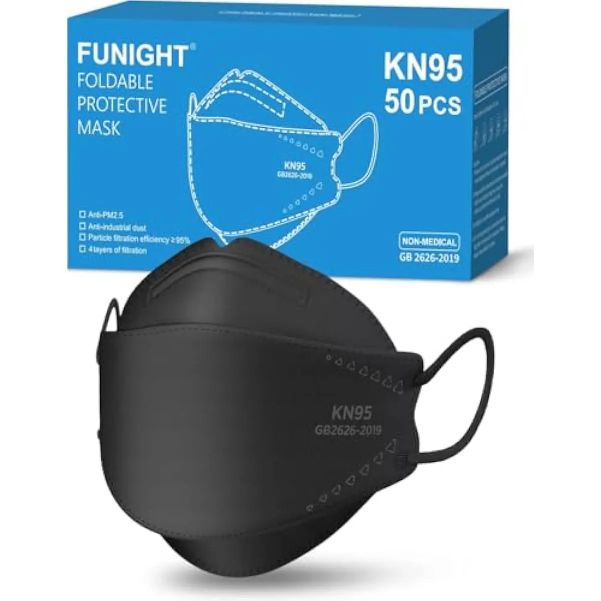 KN95 Face Masks 50 Pack for Adults, Breathable and Comfortable KN95 Mask with Elastic Ear Loop, Filter Efficiency≥95%