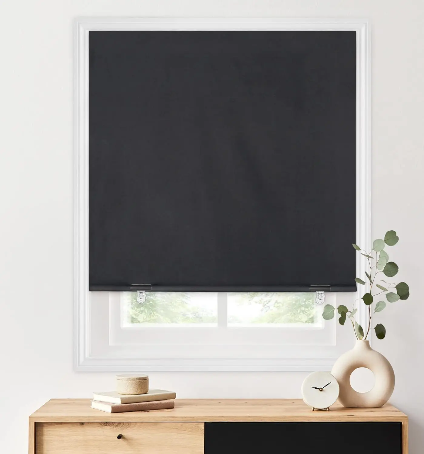 100% Blackout Cloth (Black) - 137" x 57" No Drill Strong Magnet Removable Curtain for Bedroom RV Nursery Travel Use