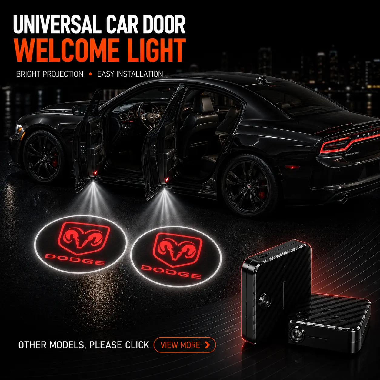 2 Pack Ram Logo Wireless LED Car Door Projector Lights, HD Welcome Ghost Shadow Puddle Lamps, Magnetic Sensor No Drill Easy Install Courtesy Lights Fit 1500 2500 3500 ProMaster Pickup Cargo Van Upgrade Auto Interior Mod Accessories