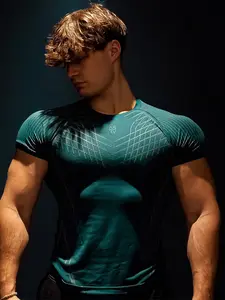 Men's Summer T-Shirt, American Youth Seamless Short Sleeve, Sporty Tight Fit, Breathable Quick-Dry, Casual Style, All Seasons