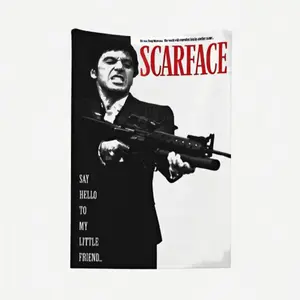 Scarface Fluffy Flannel Throw Blanket, Tony Montana Classic Pose Graphic, Retro Movie Theme Home Decor for Gangster Film Fans, Soft Indoor Bedding Linen Essential, Ghostface Graphic Blankets