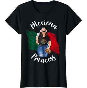 Mexican Princess Sports Tee, Patriotic Colors, Coffee-Themed Design for Sports & Outdoor Activities