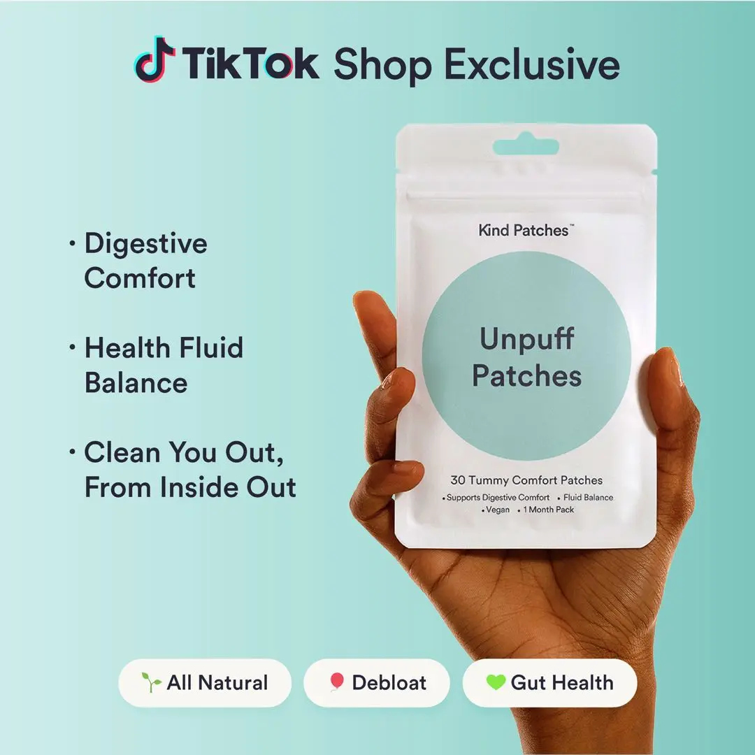 Kind Patches, Unpuff Patches, 30 Tummy Comfort Patches: Support Digestive Comfort, Fluid Balance, Vegan, 1 Month Pack Kind Patches, Unpuff Patches, 30 Tummy Comfort Patches: Support Digestive Comfort, Fluid Balance, Vegan, 1 Month Pack