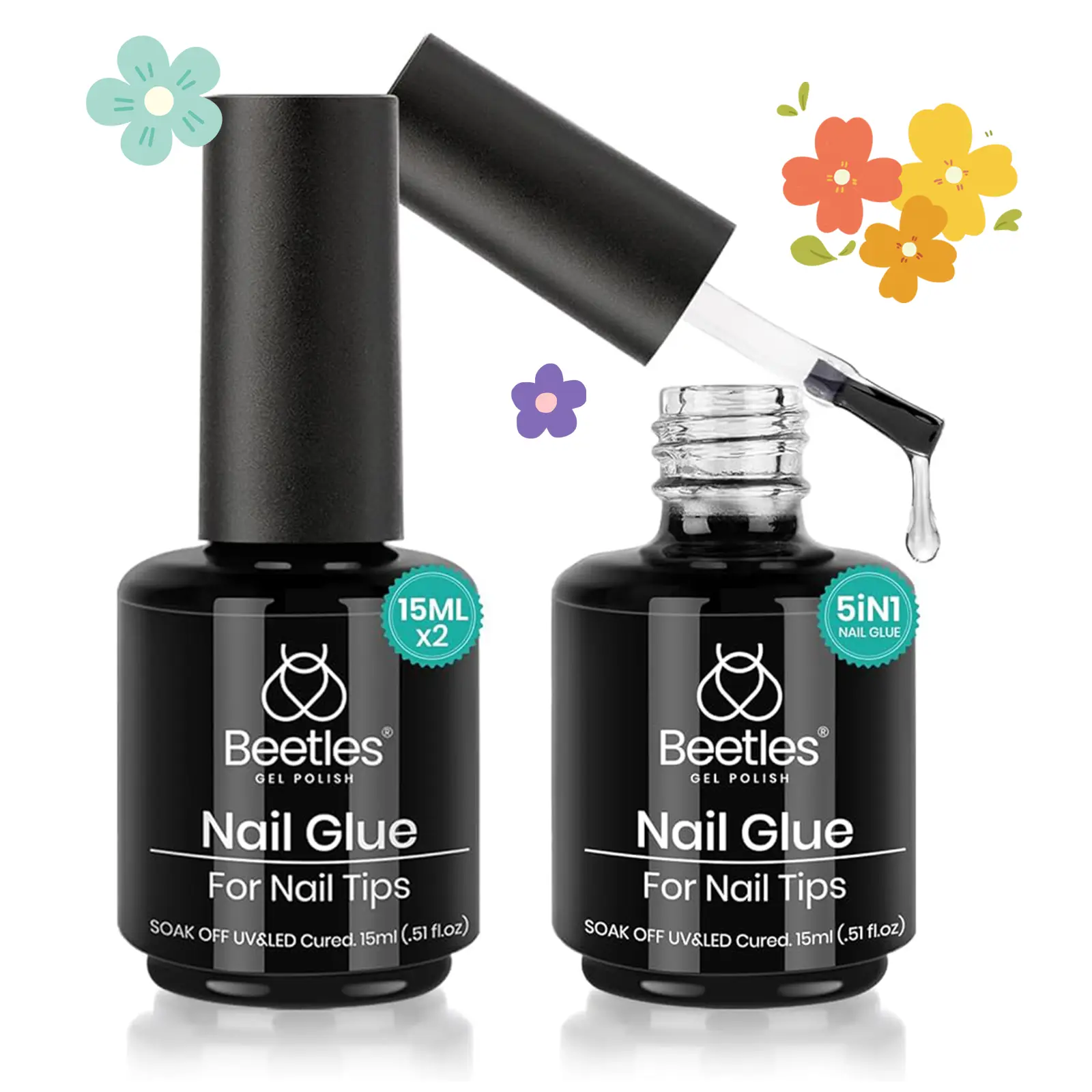 Beetles Gel Polish Nail Glue Kit【Nail Glue&Top Coat&Remover】for False Nails Tips and Press On Nails sets   Spring Tok Manicure Nailcare #Summervibes