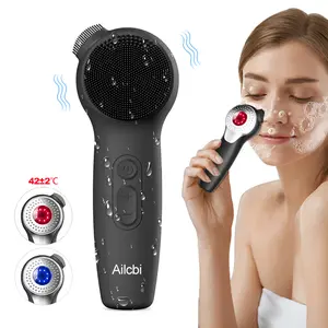 Facial Cleansing Brush Skin Massager Electric Silicone LED Lighting Face Brush Sonic Vibration IPX7 Waterproof