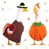 2 Sets Thanksgiving Porch Goose Outfit fit 23 inch Goose, Turkey Pumpkin Scarecrow Farmer Porch Goose Cloths Clothing Fall Outfit for Outdoor Patio Yard Lawn Art Decoration