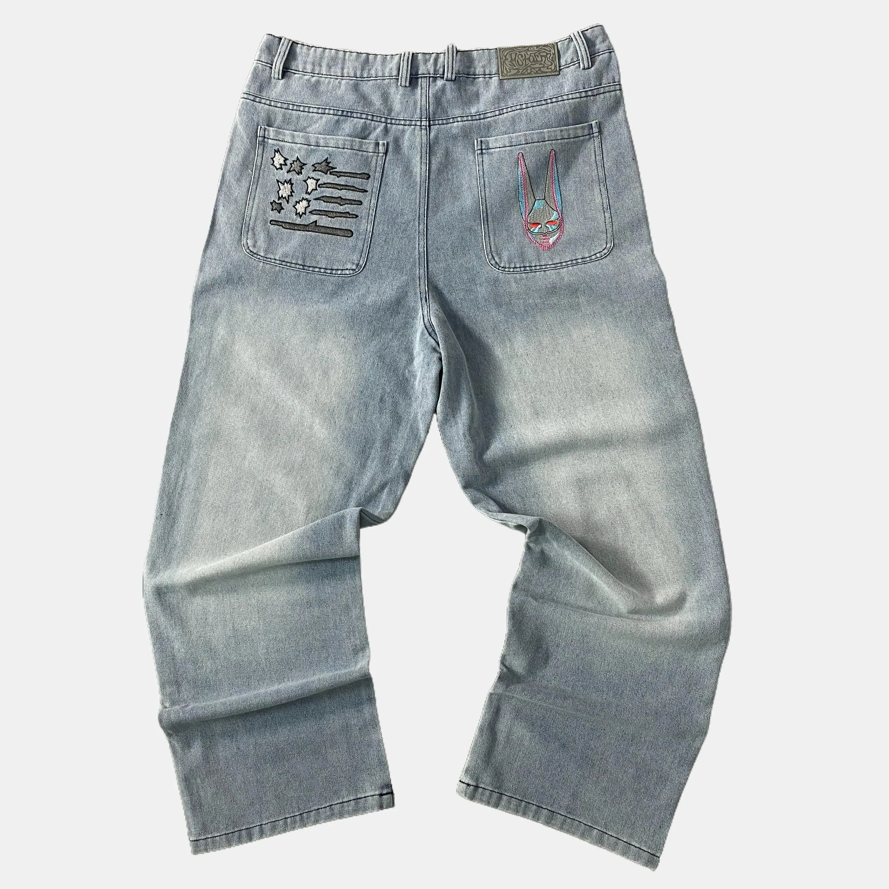D4C Jeans JoJo's Bizarre Adventure Anime Jeans Men Casual Street Style Fashion Anime Fan Men's Jeans Mid Waist Knee Length Denim Trouser Basic Minimalist