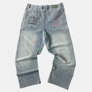 D4C Jeans Jojo Anime Jeans Men's Casual Street Style Fashion Mid Waist Knee Length Denim Trouser Basic Minimalist with Pocket Menswear
