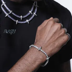 Flash Black Panther AAAAA+ Cubic Zirconia Tennis Necklace for Men and Women, Rapper Necklace Bracelet Set, Jewelry Box, Ideal Gift, Birthday Gift Crystal Claw