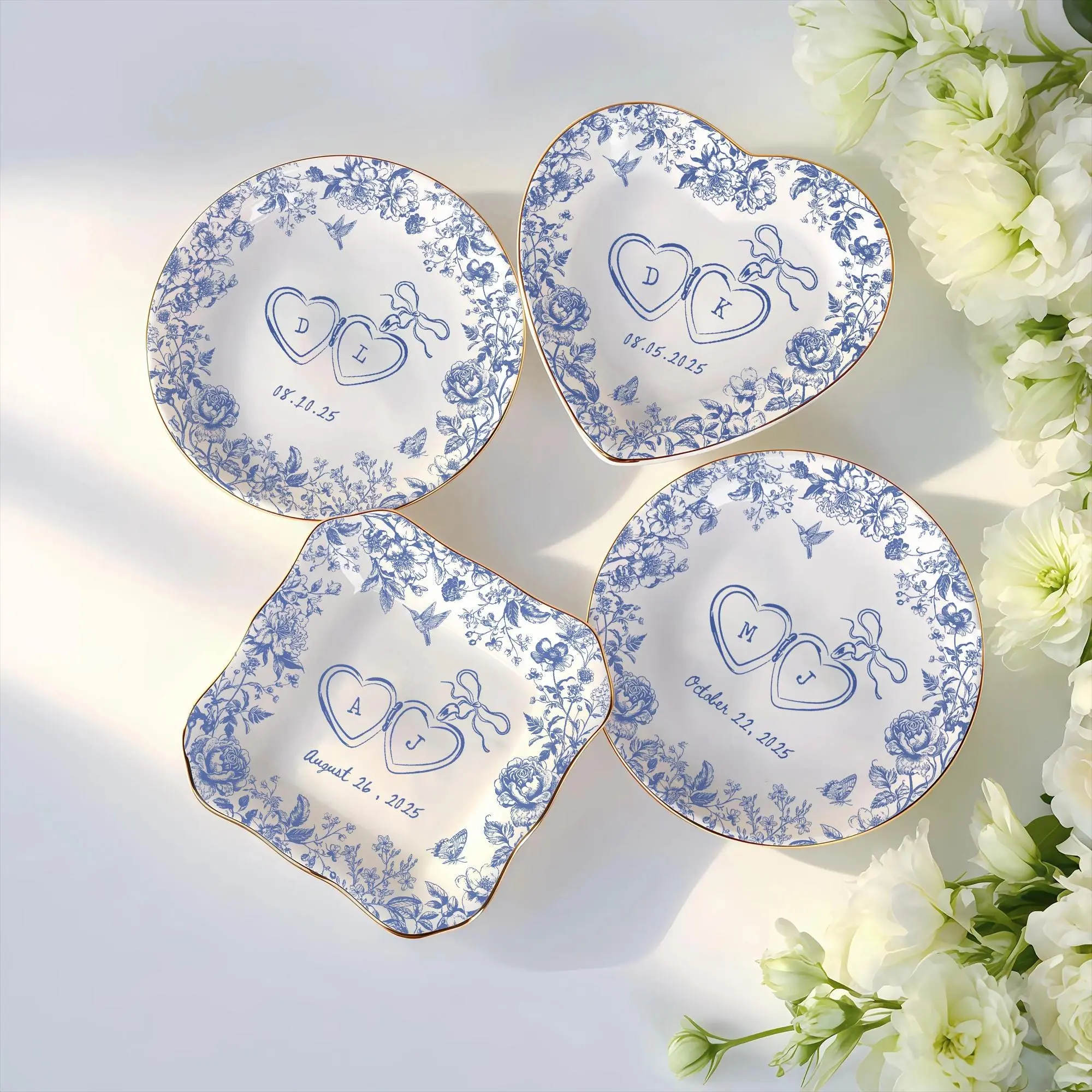 Custom Ceramic Ring Dish: Personalized Engagement Gift, Custom Wedding Trinket Tray