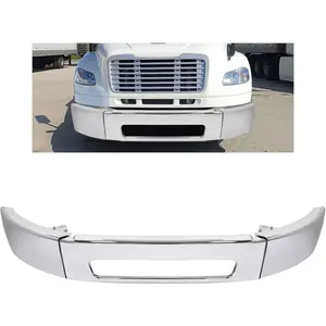 Front Bumper Assembly Compatible with 2003-2021 Freightliner M2 106 112 Business Class A21-26683-005 A21-27811-016 A21-27811-017 Models Steel Bumper Chrome 3PCs