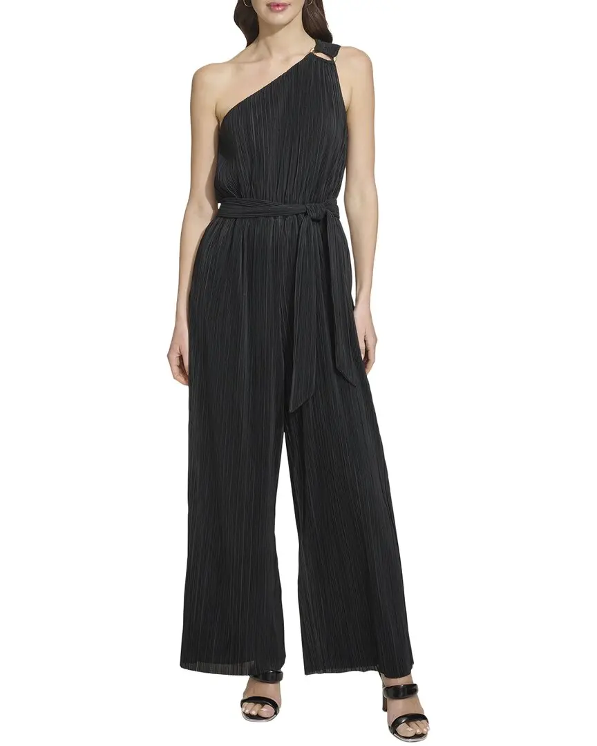 DKNY One Shoulder Plisse Jumpsuit