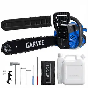 High Power Gas Chainsaw 52cc – 16/18/20 Inch, 2-Stroke, Wireless Handheld, Quick Start, Auto Chain Lubrication, Anti-Vibration, Ergonomic Grip, Tree & Wood Cutting, Garden Tool Set – Orange/Blue