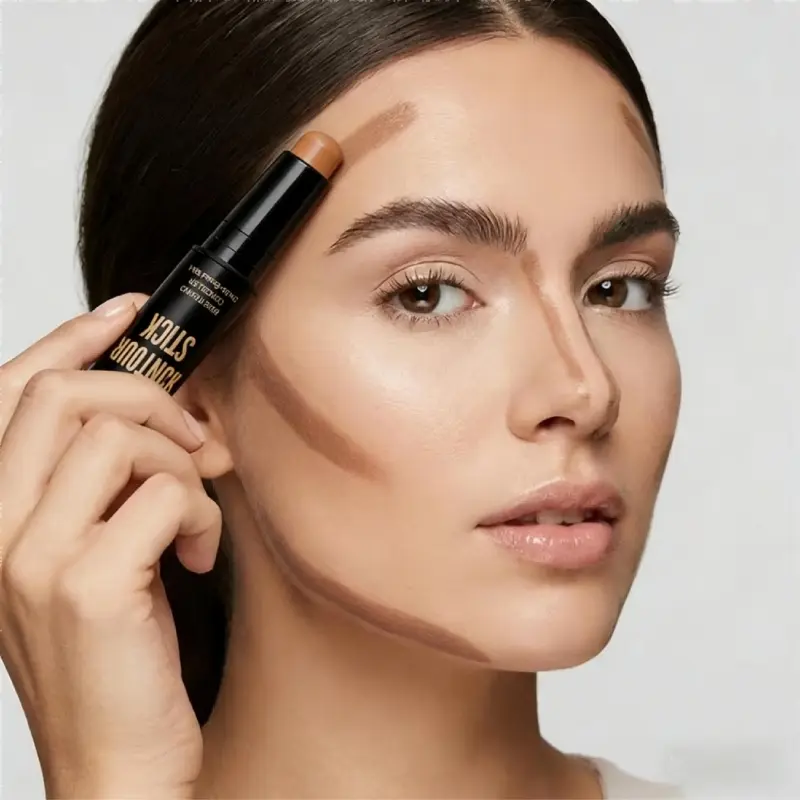 1PC Double-ended Cream Bronzer Stick | Antique Bronze Contouring Powder with Texture, Smooth Application, Non-sticky End, Long-lasting Wear, Suitable for All Skin Tints | Light Coverage, Matte Effect Bronzer Makeup