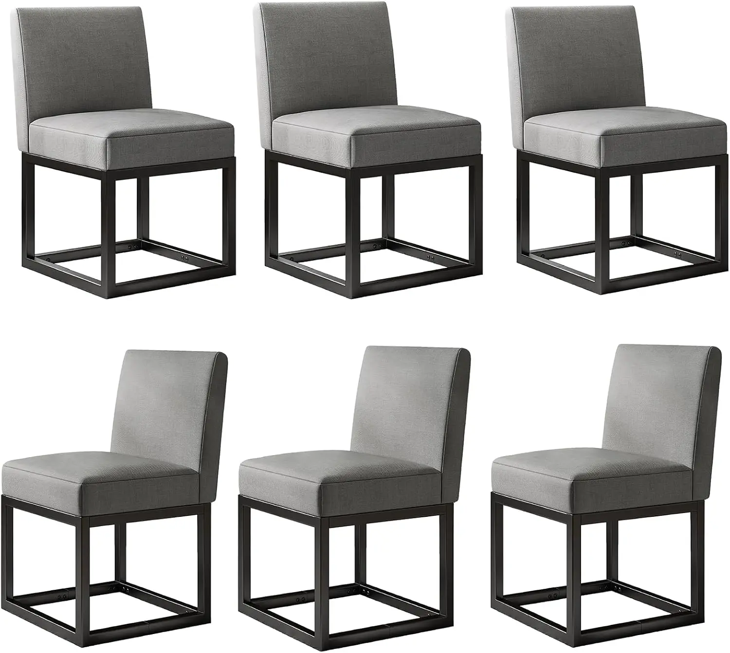 [Summerwins] [SummerFinds] AMERLIFE Mid Century Linen Dining Chairs Set of 6, Modern Upholstered Dinner Chairs with Metal Frame for Dining Room, Kitchen, Padded Chairs