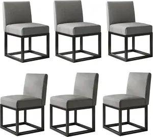 [Brandday][Memorialday] AMERLIFE Mid Century Linen Dining Chairs Set of 6, Modern Upholstered Dinner Chairs with Metal Frame for Dining Room, Kitchen, Padded Chairs