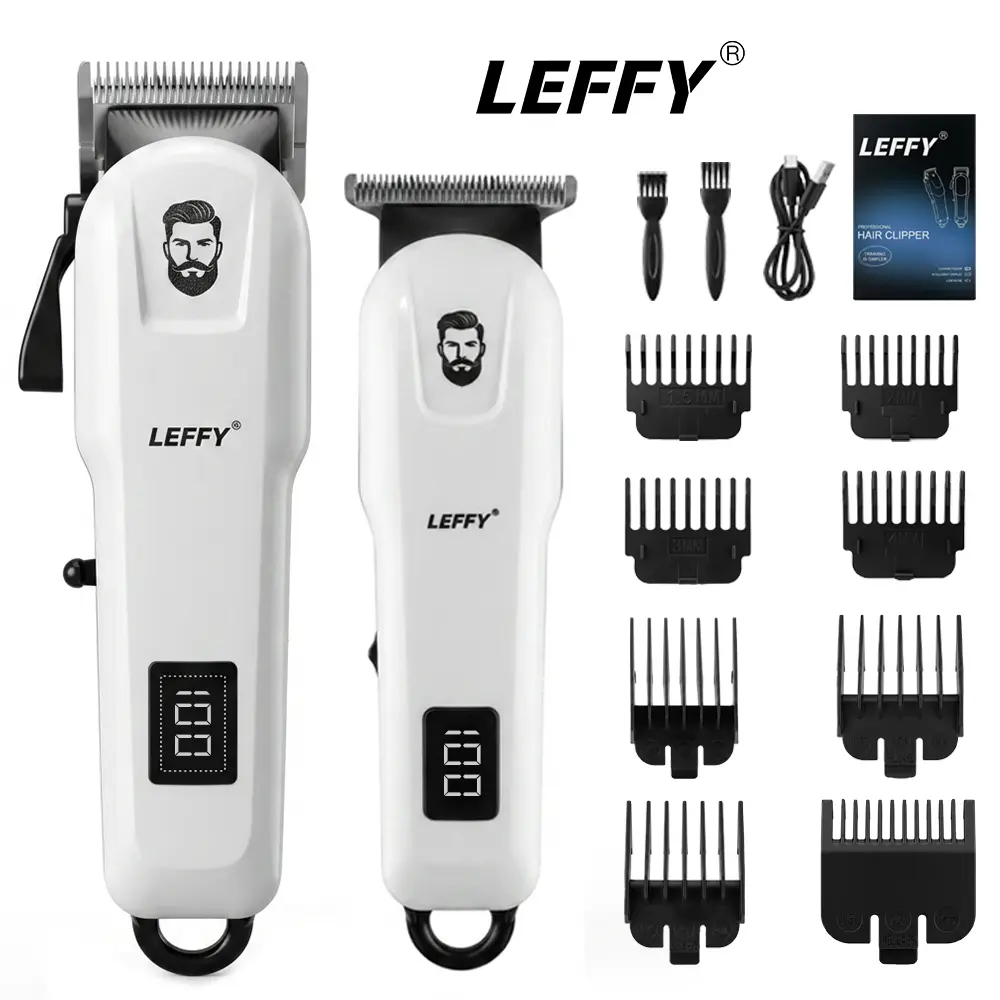LEFFY 2-in-1 Professional Cordless Electric Hair Clippers for Men - 0-Gap T9 Trimmer, Digital Display, Complete Barber Supplies, Premium Father's Day Grooming Gift, Body Trimmer USB Rechargeable Kit