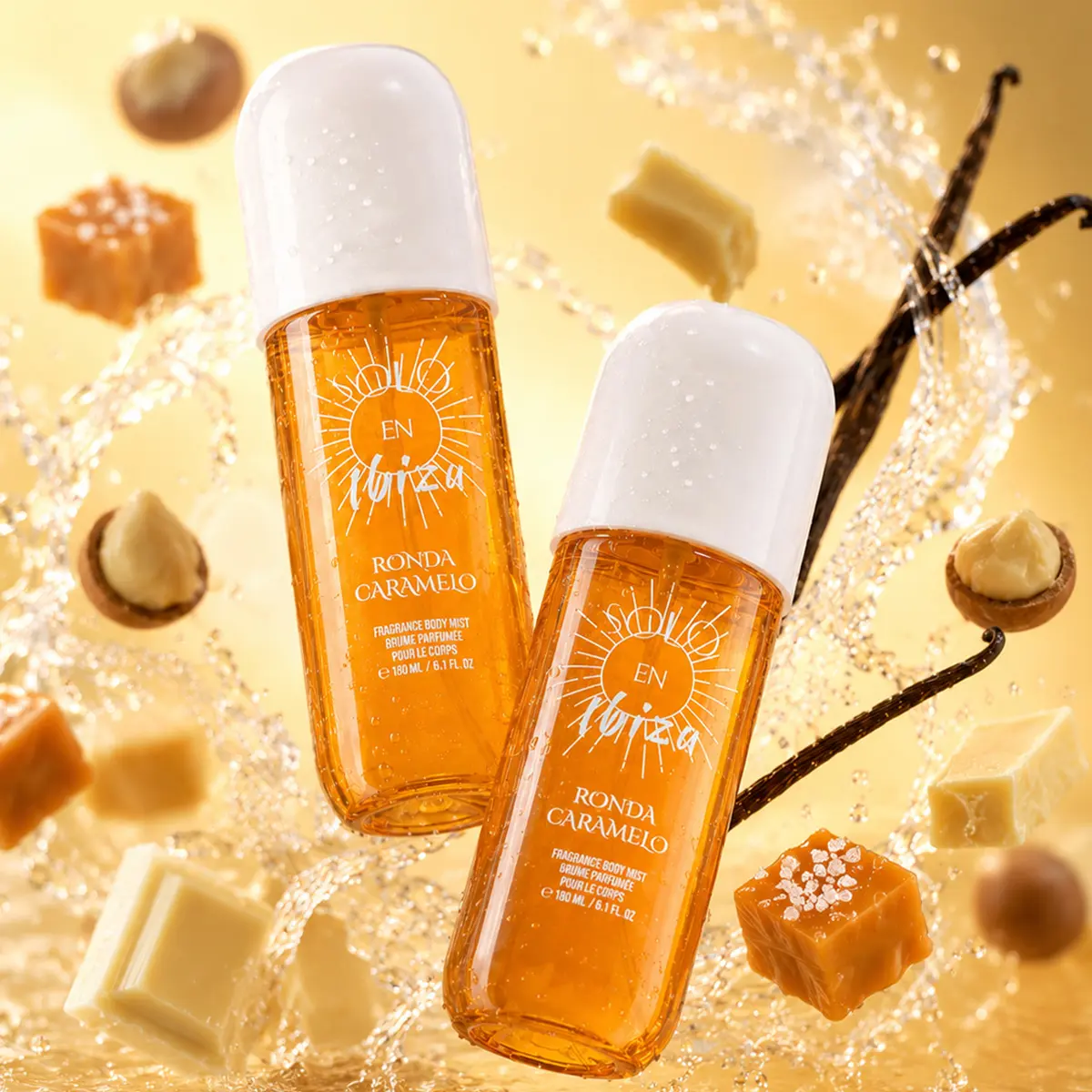 SOLO EN IBIZA Ronda Caramelo Hair & Body Mist, Long-Lasting Gourmand Fragrance with Caramelized Vanilla & Sea Salt, Aromatic Sweet Scent, Cruelty-Free, 6 fl oz