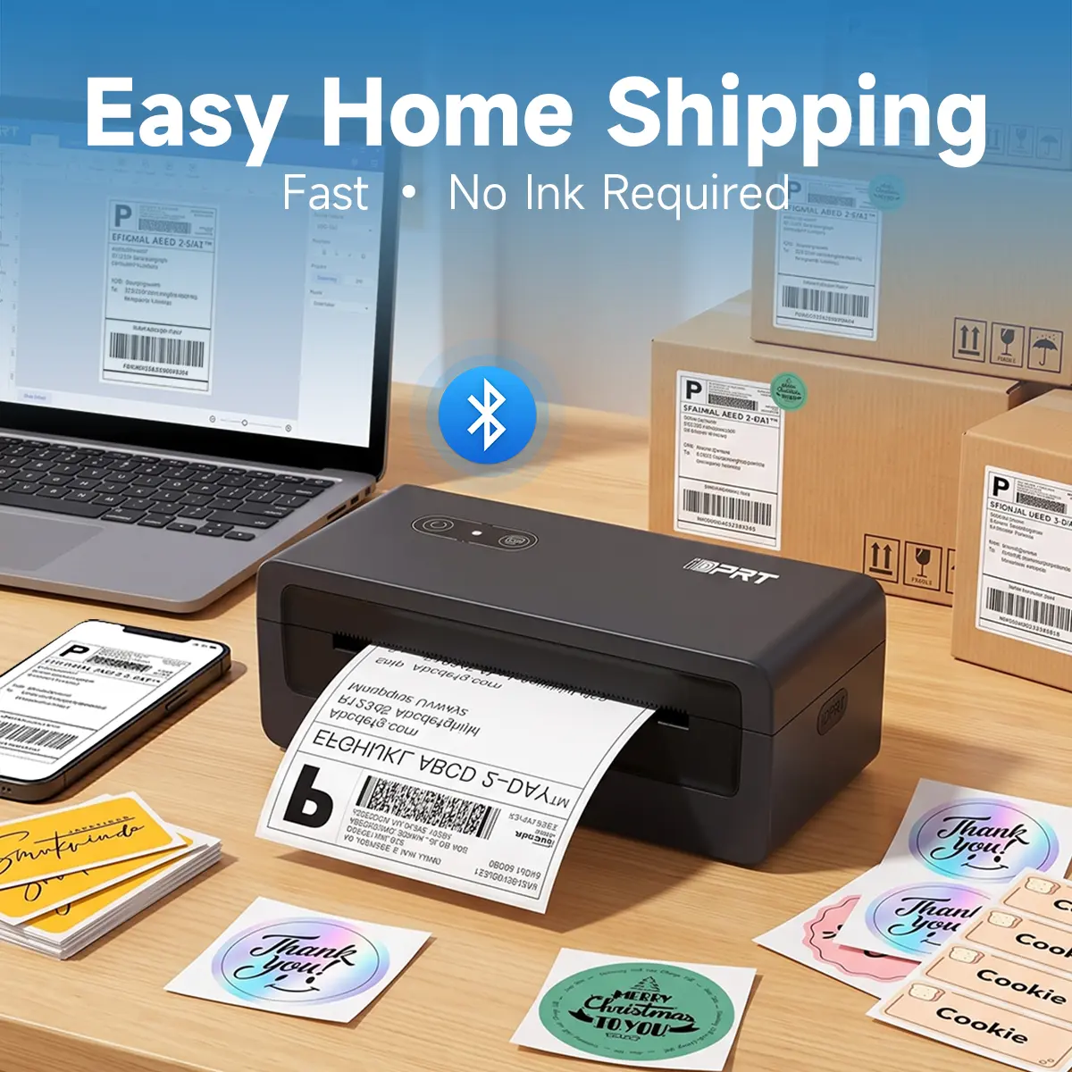 Hanin SP460BT Multi-Purpose 4x6 Bluetooth Thermal Printer - High-Speed Shipping Label Maker & DIY Sticker Printer for Small Business, Home Organization, Branding & Packaging#SummerWins #DealsForYouDays