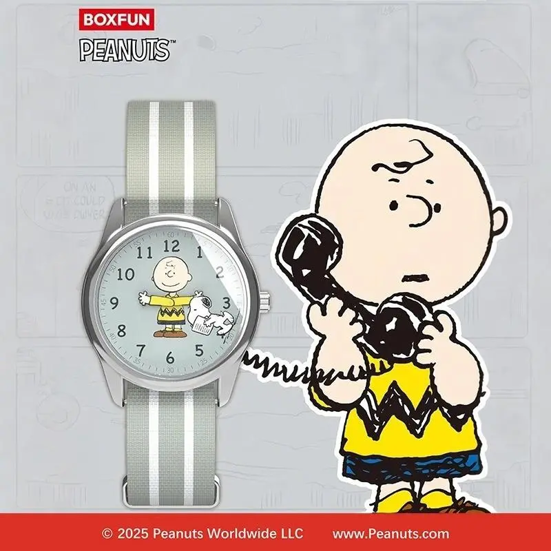 MINISO Snoopy Friends Series Unisex Comfortable Durable Leather Quartz Round Watch Surprise Blind Box - All Seasons Functional Timepiece, Cartoon-Themed Collectible Figurine Accessory, Holiday Gift for Snoopy Fans