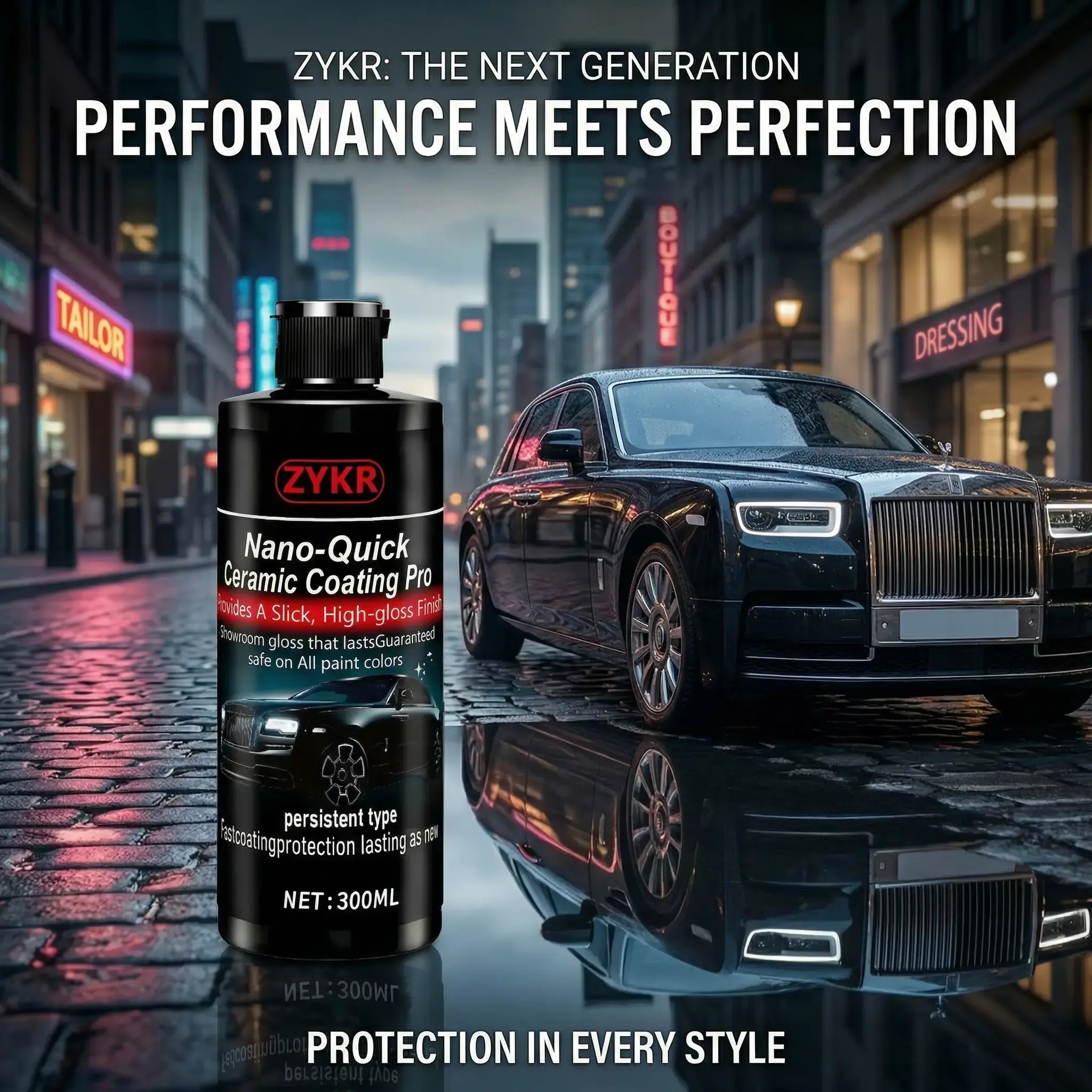 ZYKR Nano-Quick Pro DIY Ceramic Coating Spray for Cars, 300ml Nanotechnology Protective Car Detailing Product with Advanced Tech, Dust-Proof Glass Effect, Long-Lasting Luster, Nano Coating Spray For Cars