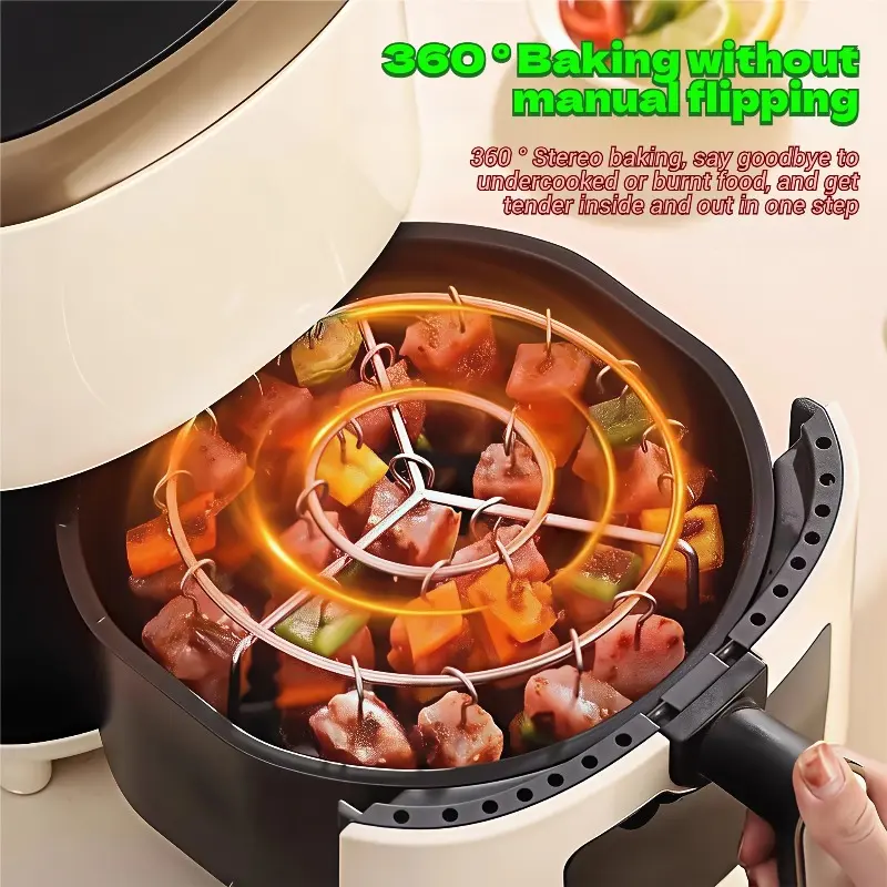 Detachable Stainless Steel Vertical Grill Rack with 24 Skewers, Grilling & BBQ Tools, Barbecue Cooking Kitchen, Suitable for 3QT-6QT Air Fryer Ovens, Essential for Kitchen and Outdoor Grilling, Ensures Even Heating and Prevents Burning