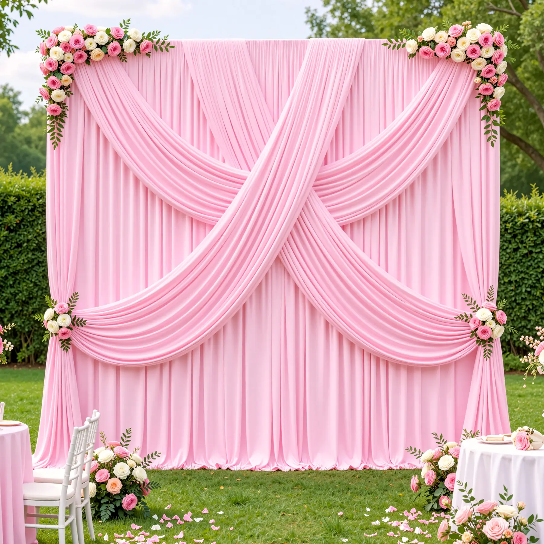 12-Panel Wrinkle-Free Polyester Backdrop Curtain Panels, Available in 5x7ft & 5x10ft Sizes, Soft Drapable Fabric for Wedding, Photo Booth, Home Decor Banners, Note: Minor Color Variation From Lighting & Screen Displays