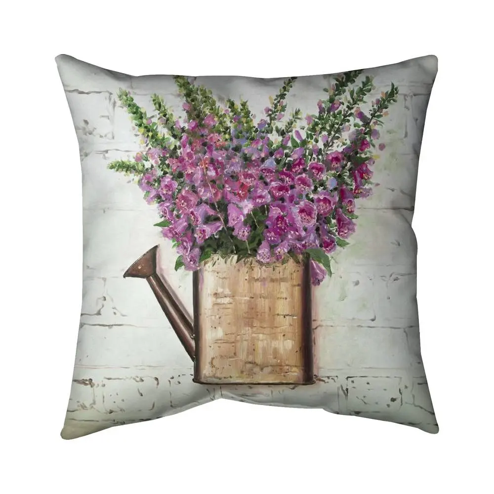 Begin Home Decor 5541-1616-FL371 16 x 16 in. Purple Foxglove Flowers Botanical Bedroom Pillow - Home Decor